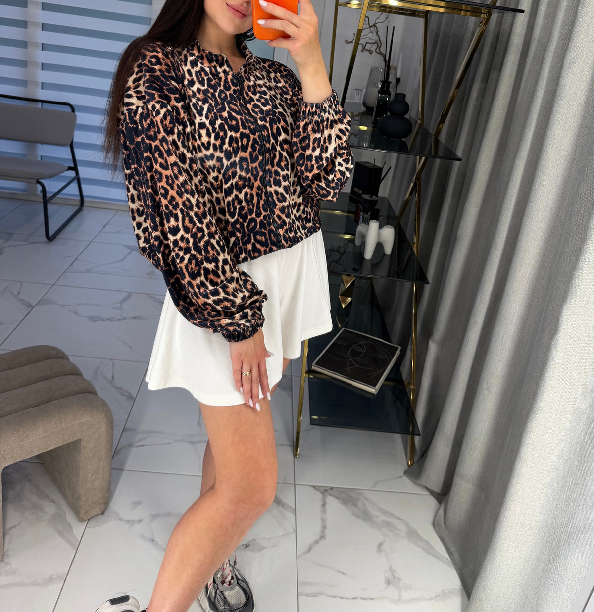 Leopard x WHITE velour set