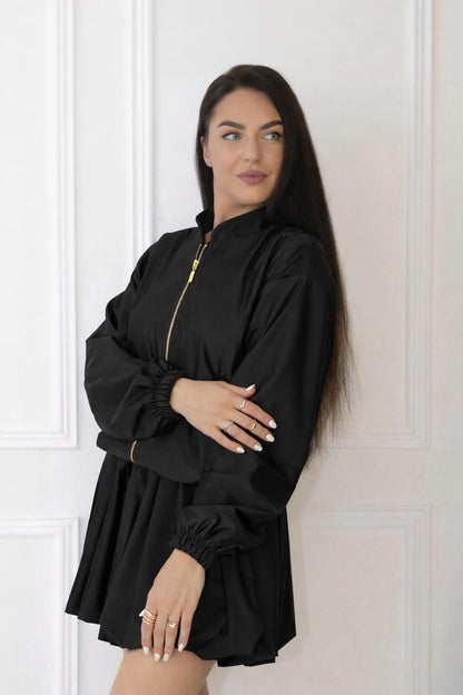 GOLD ZIP BOMBER & BALLOON SKIRT