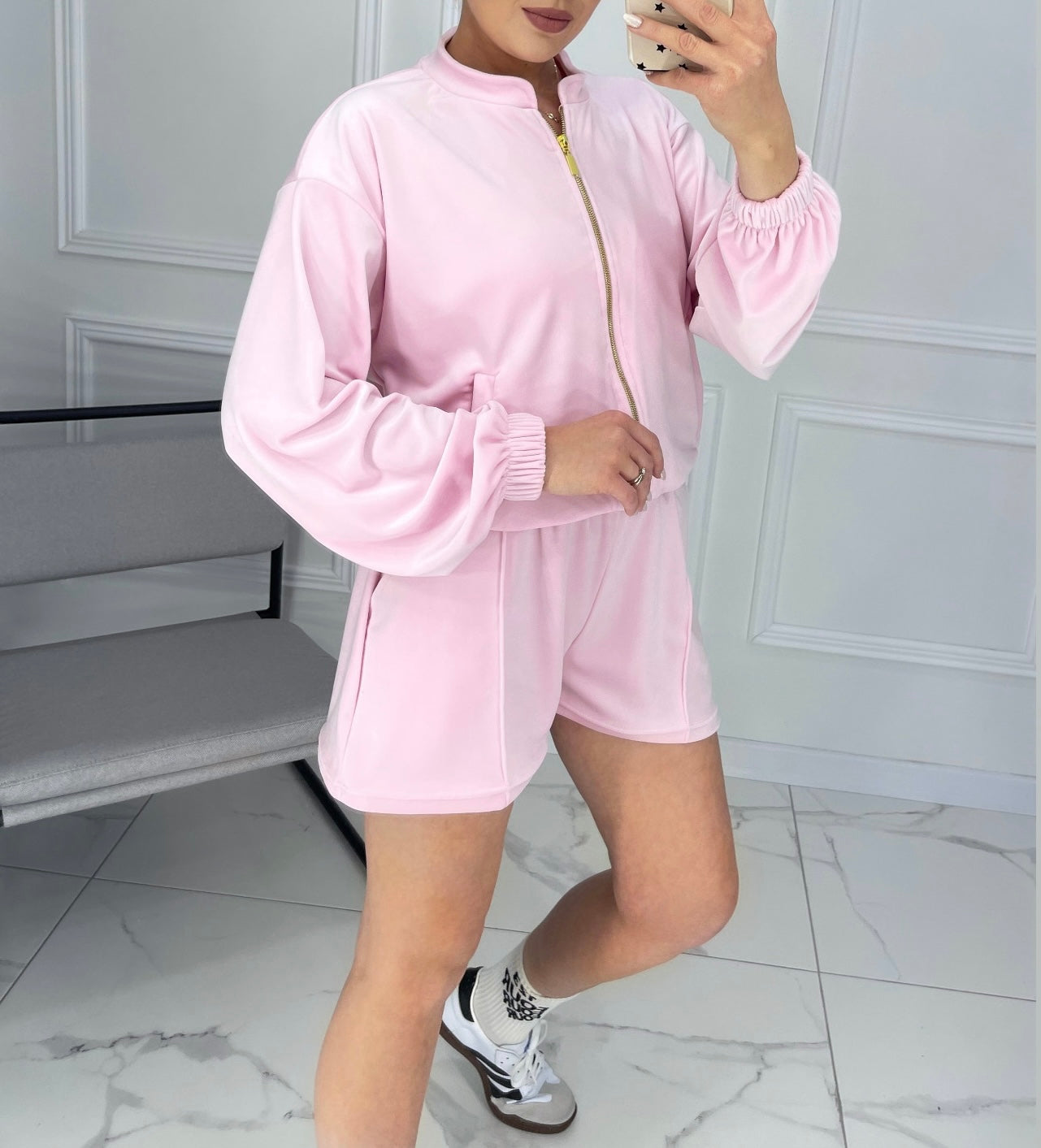 “Baby pink” shorts suit