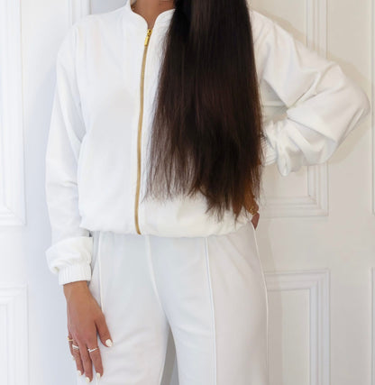 WHITE velour set su platėjančiomis kelnėmis