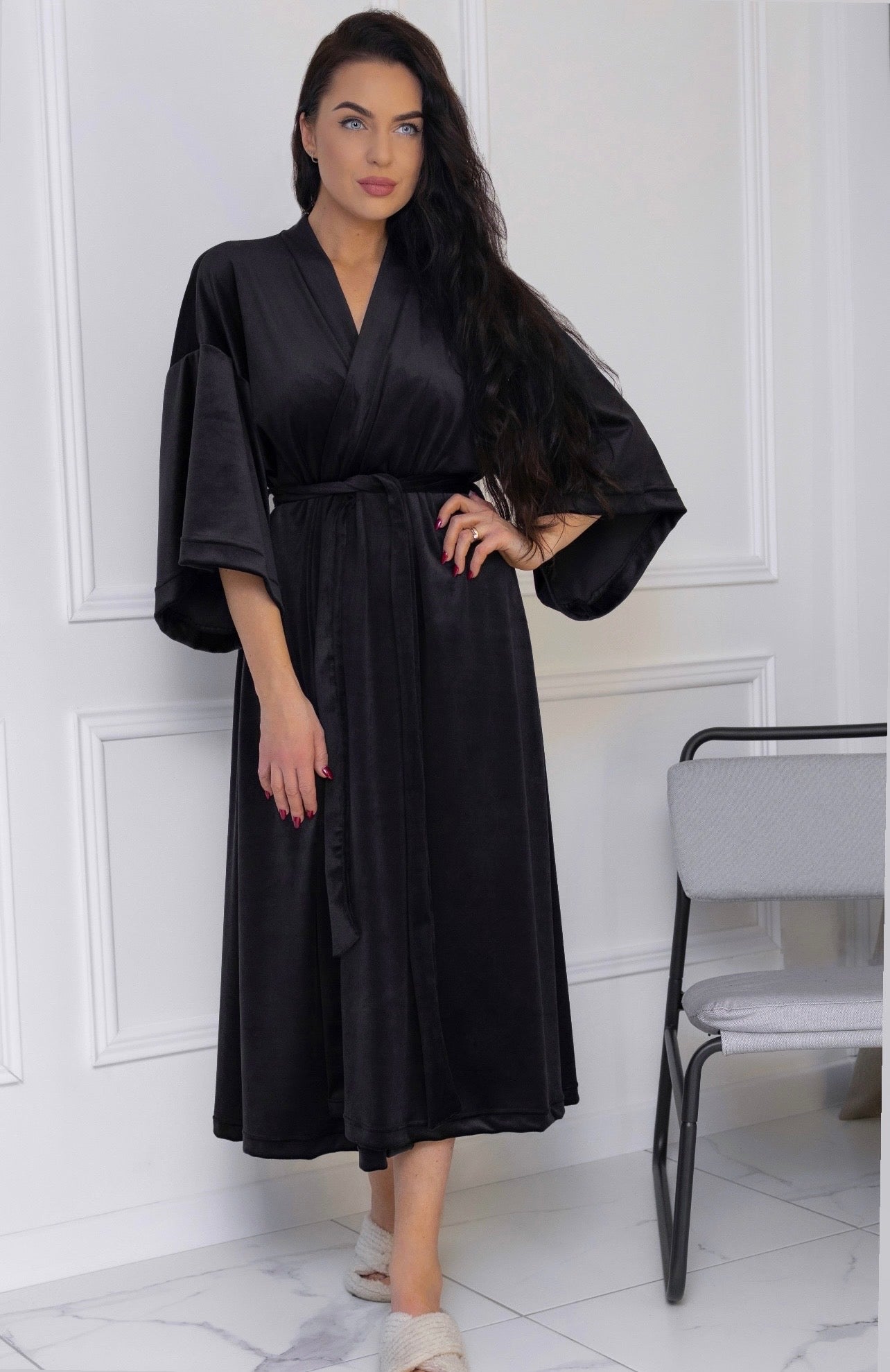 Velour bathrobe “BLACK”