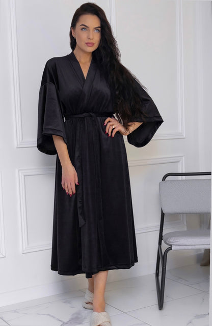 Velour bathrobe “BLACK”