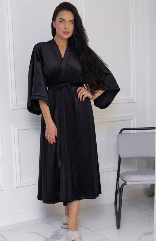 Velour bathrobe “BLACK”