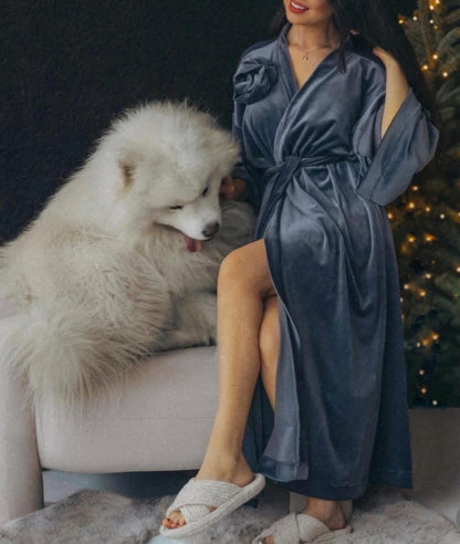 Veliūrinis chalatas “DARK GREY”