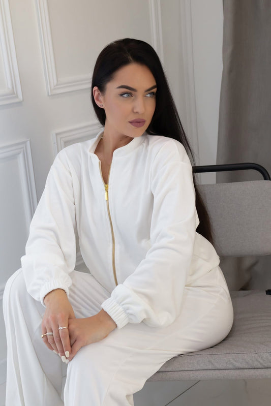 WHITE velour set su platėjančiomis kelnėmis