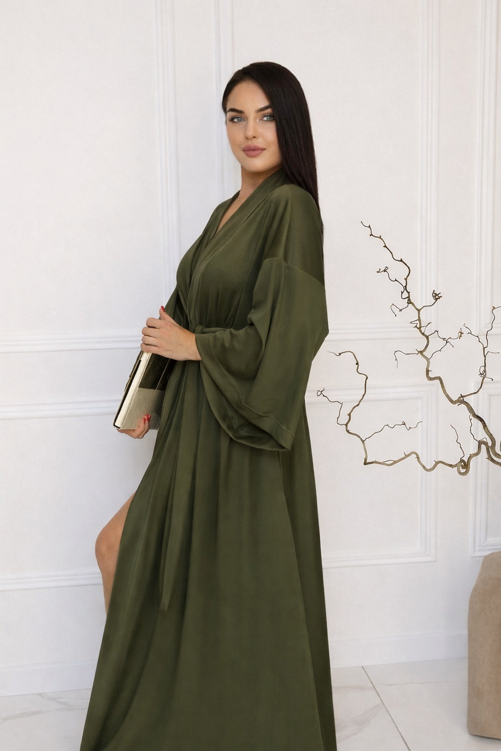 Veliūrinis chalatas “SOFT OLIVE”