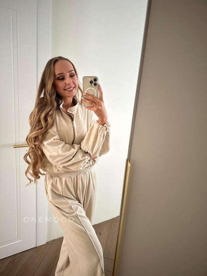 CREAM velour set su platėjančiomis kelnėmis