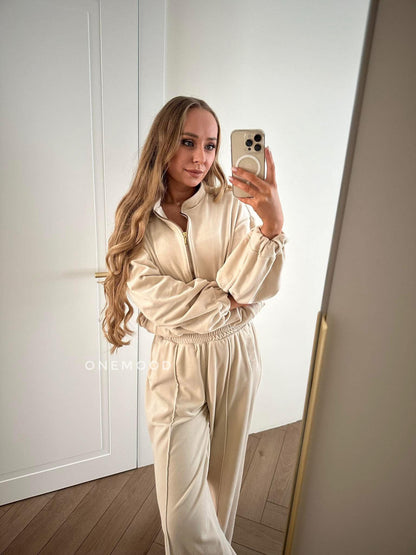 CREAM velour set su platėjančiomis kelnėmis