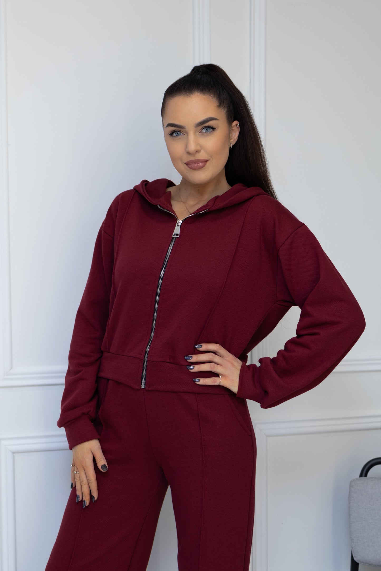 Casual suit, without pockets “BURGUNDY”