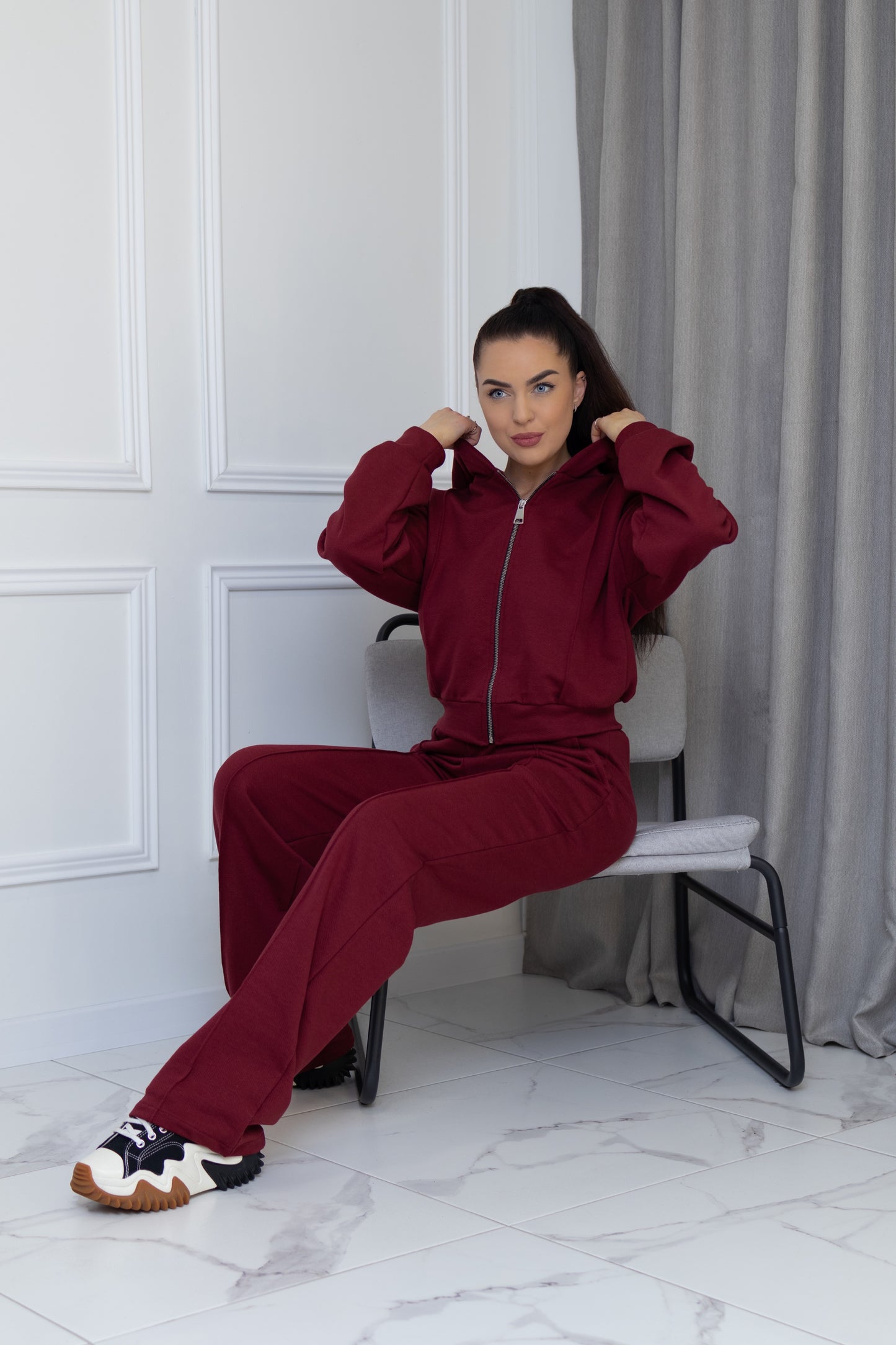Casual suit, without pockets “BURGUNDY”