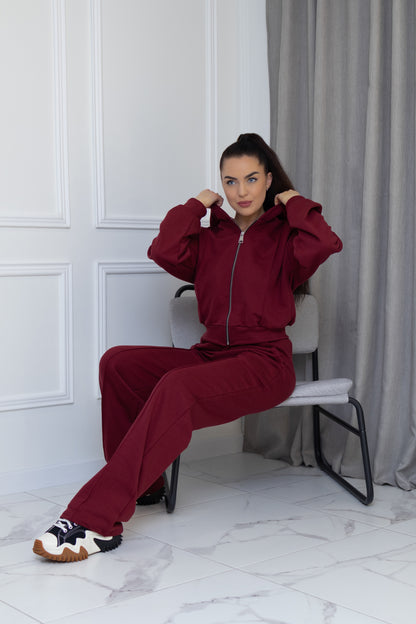 Casual suit, without pockets “BURGUNDY”