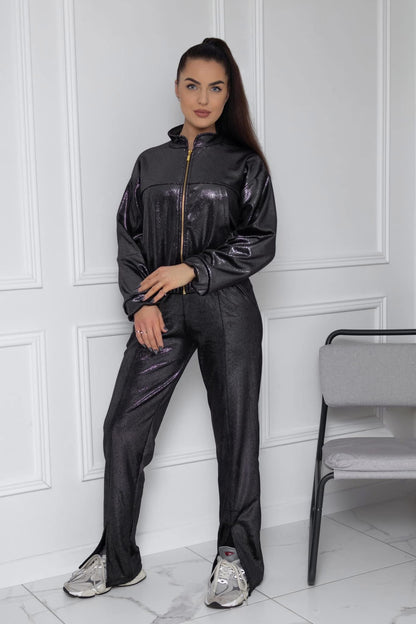 Shiny velour leisure suit “Black”