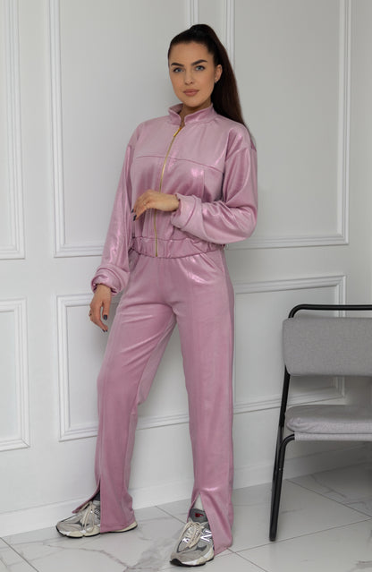 Shiny velour leisure suit “Baby pink”