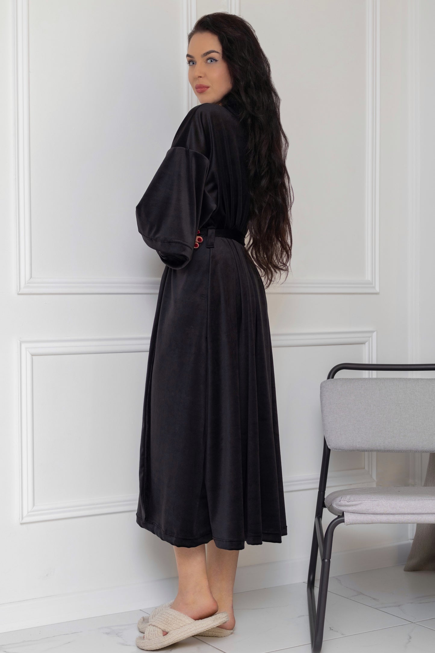 Velour bathrobe “BLACK”