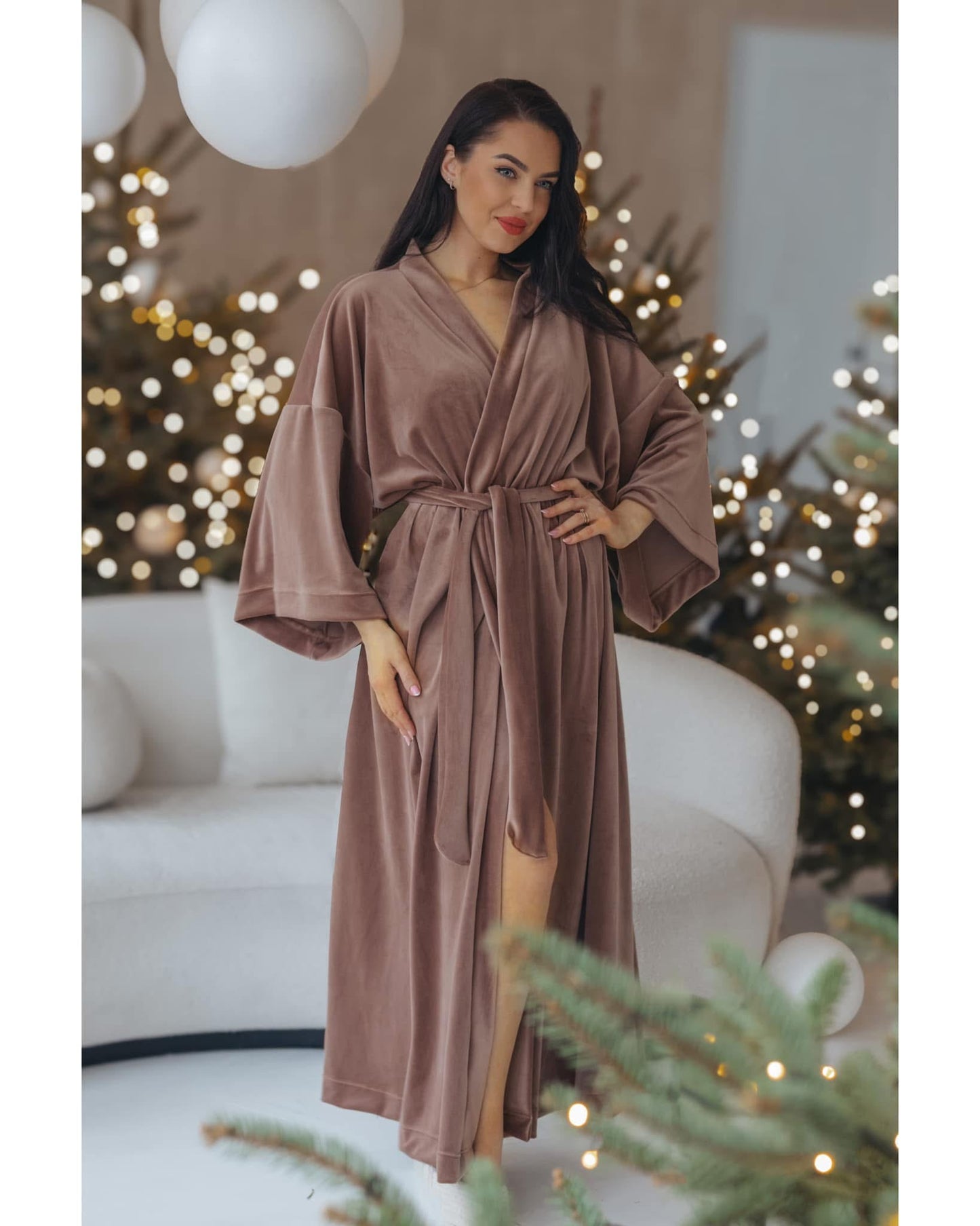 Velour bathrobe “CAPPUCCINO”