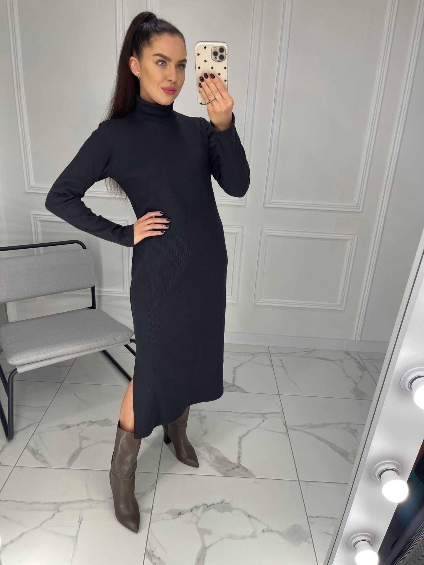 Rib knit dress “Graffiti”