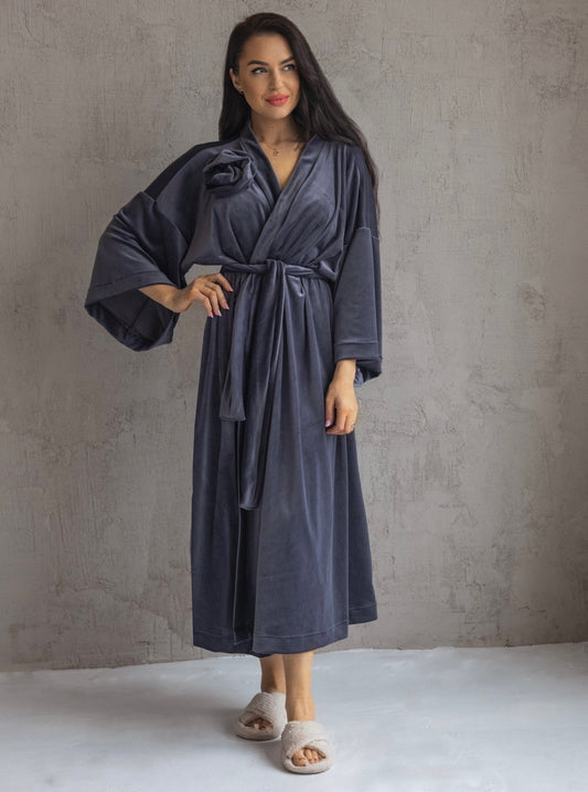 Velour bathrobe “DARK GREY”