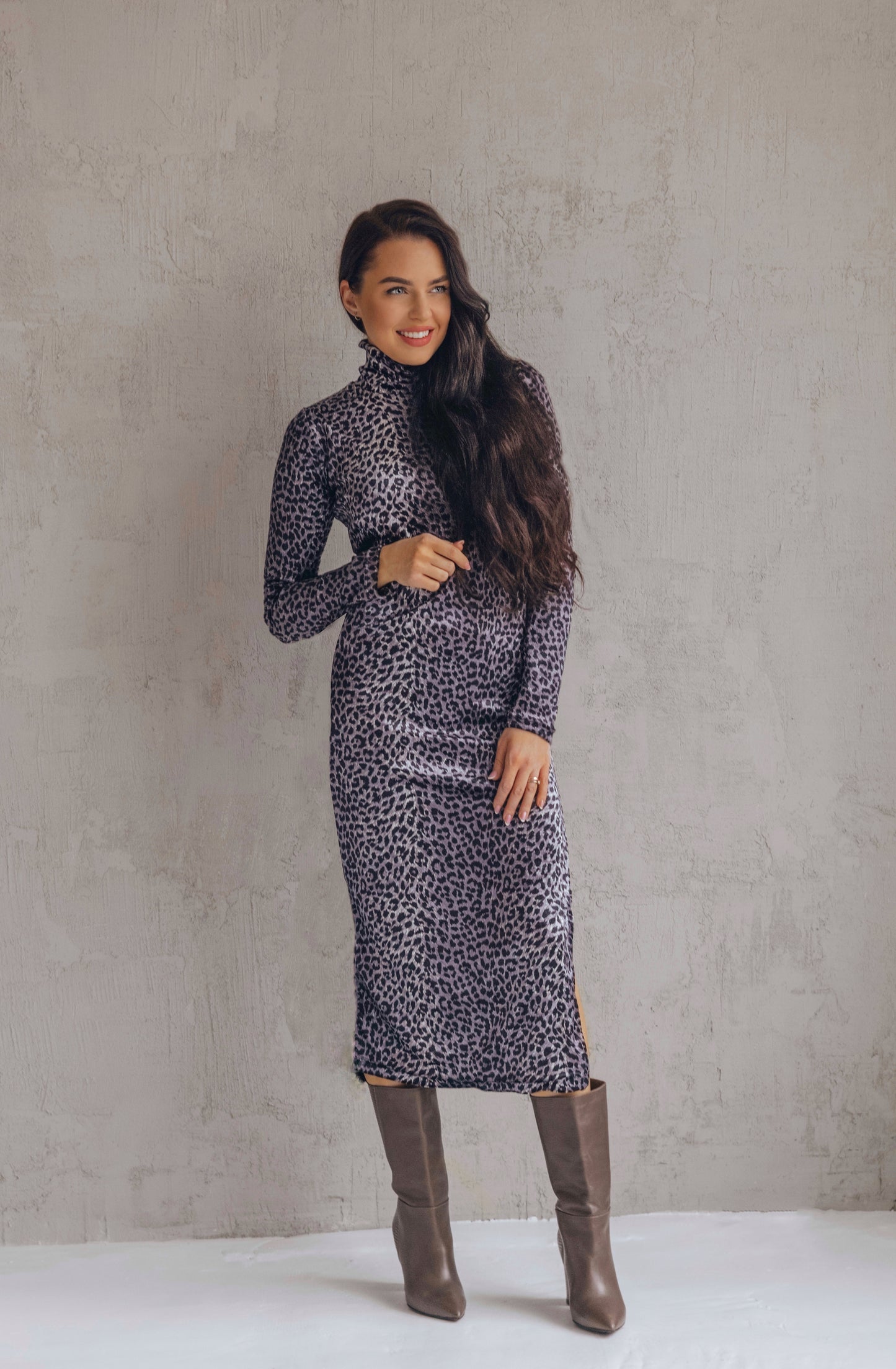 Leopard print dress "Gray"