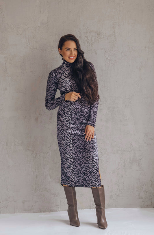 Leopard print dress "Gray"