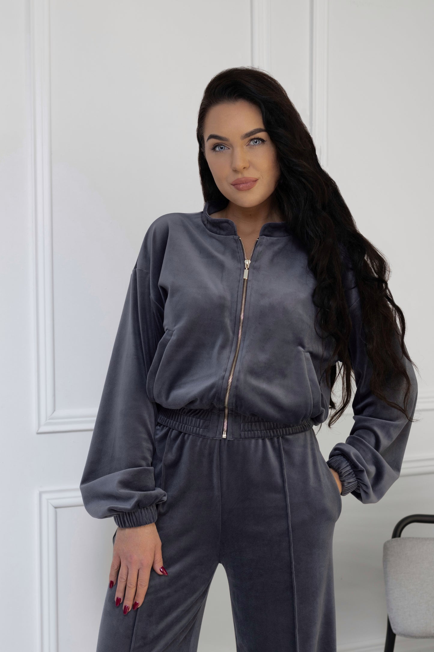“Dark gray” velour set