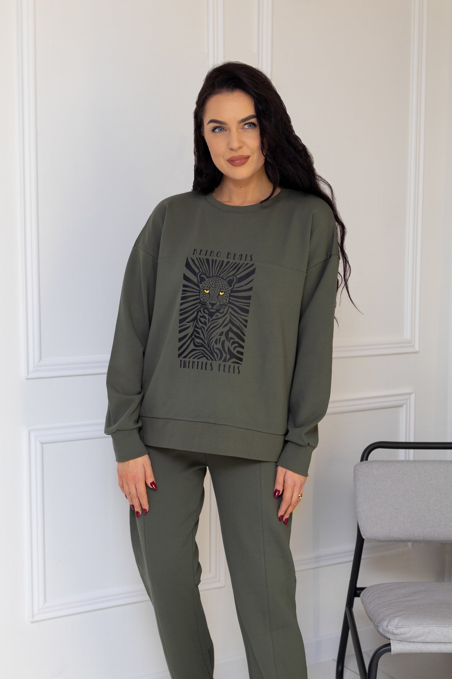 Leopard khaki casual suit