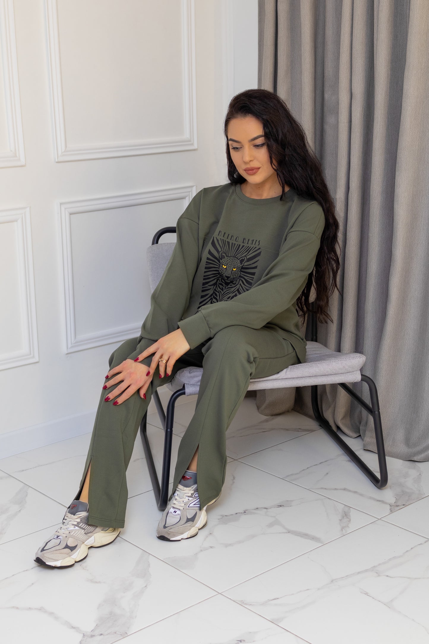 Leopard khaki casual suit