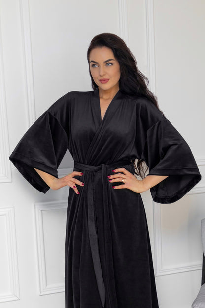 Velour bathrobe “BLACK”