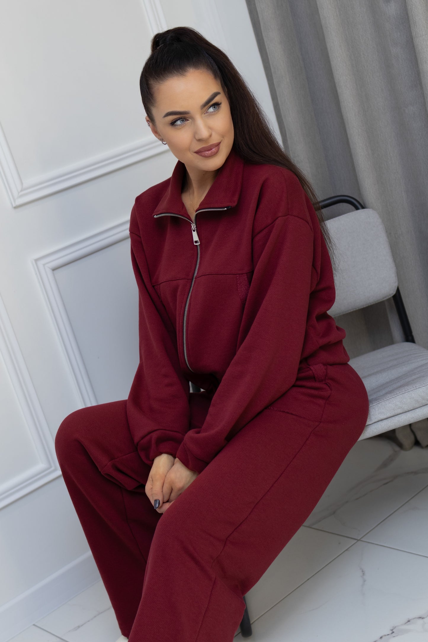Casual suit with pockets “BURGUNDY”