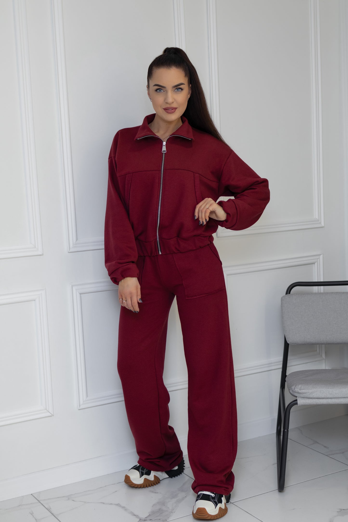 Casual suit with pockets “BURGUNDY”