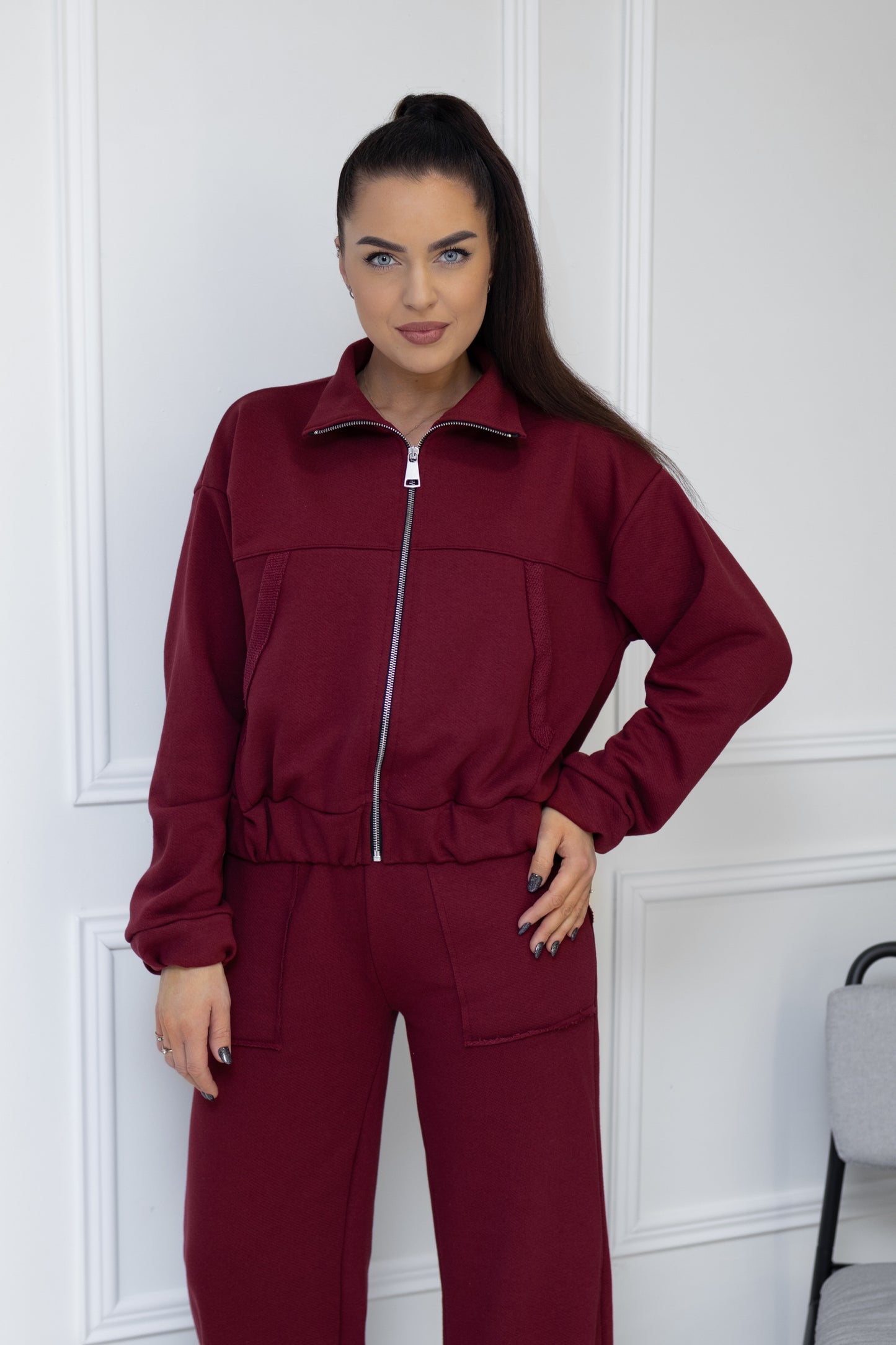 Casual suit with pockets “BURGUNDY”