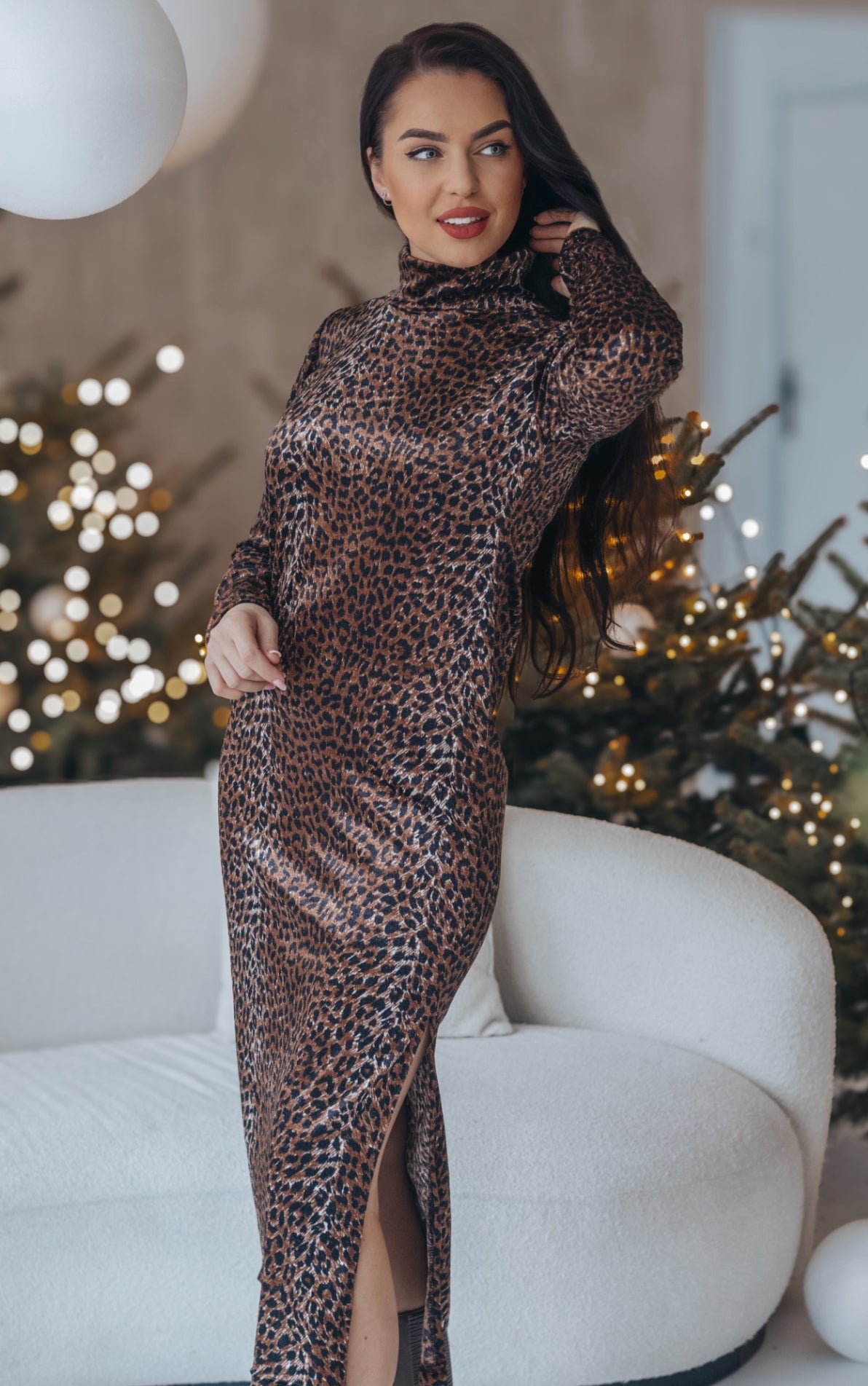 Leopard print dress "Brown"